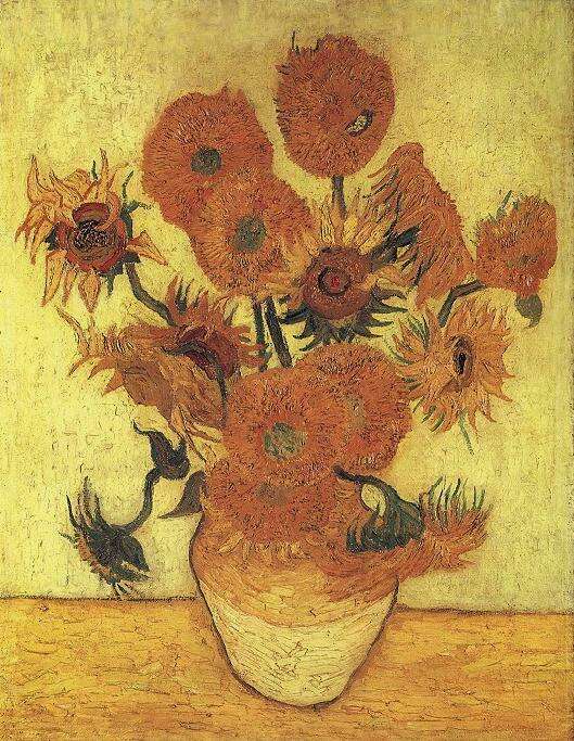 🌻 Ayçiçekleri (yeşil-sarı arka plan) – Vincent van Gogh (1889, dördüncü versiyonun replikası)