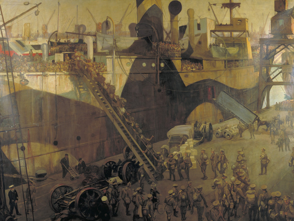 Des troupes embarquent à Southampton pour le front occidental - John Lavery