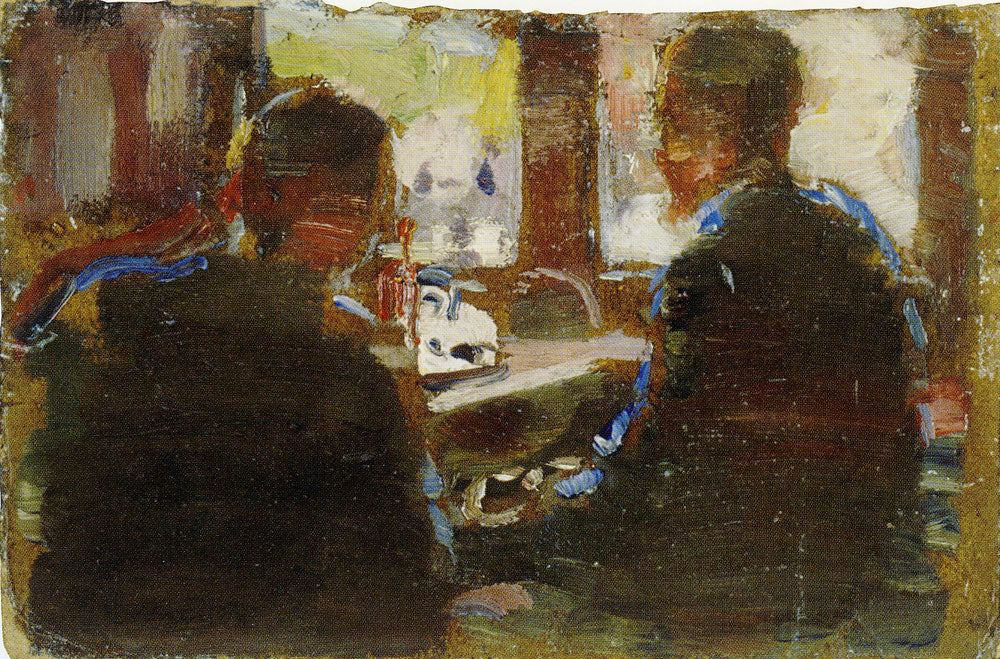 Reproduction du tableau « Deux Hommes près de la fenêtre - Edvard Munch » par Alpha Reproduction en peinture à l’huile