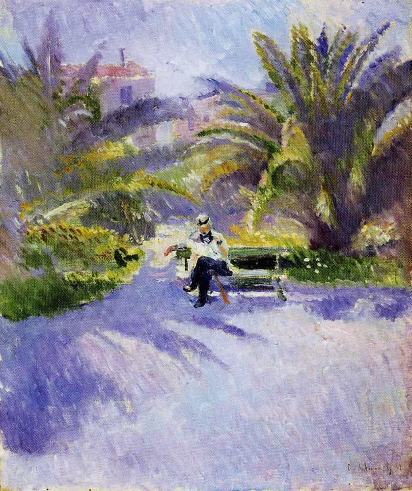 Reproduction du tableau « Sous les palmiers à Nice - Edvard Munch » par Alpha Reproduction en peinture à l’huile