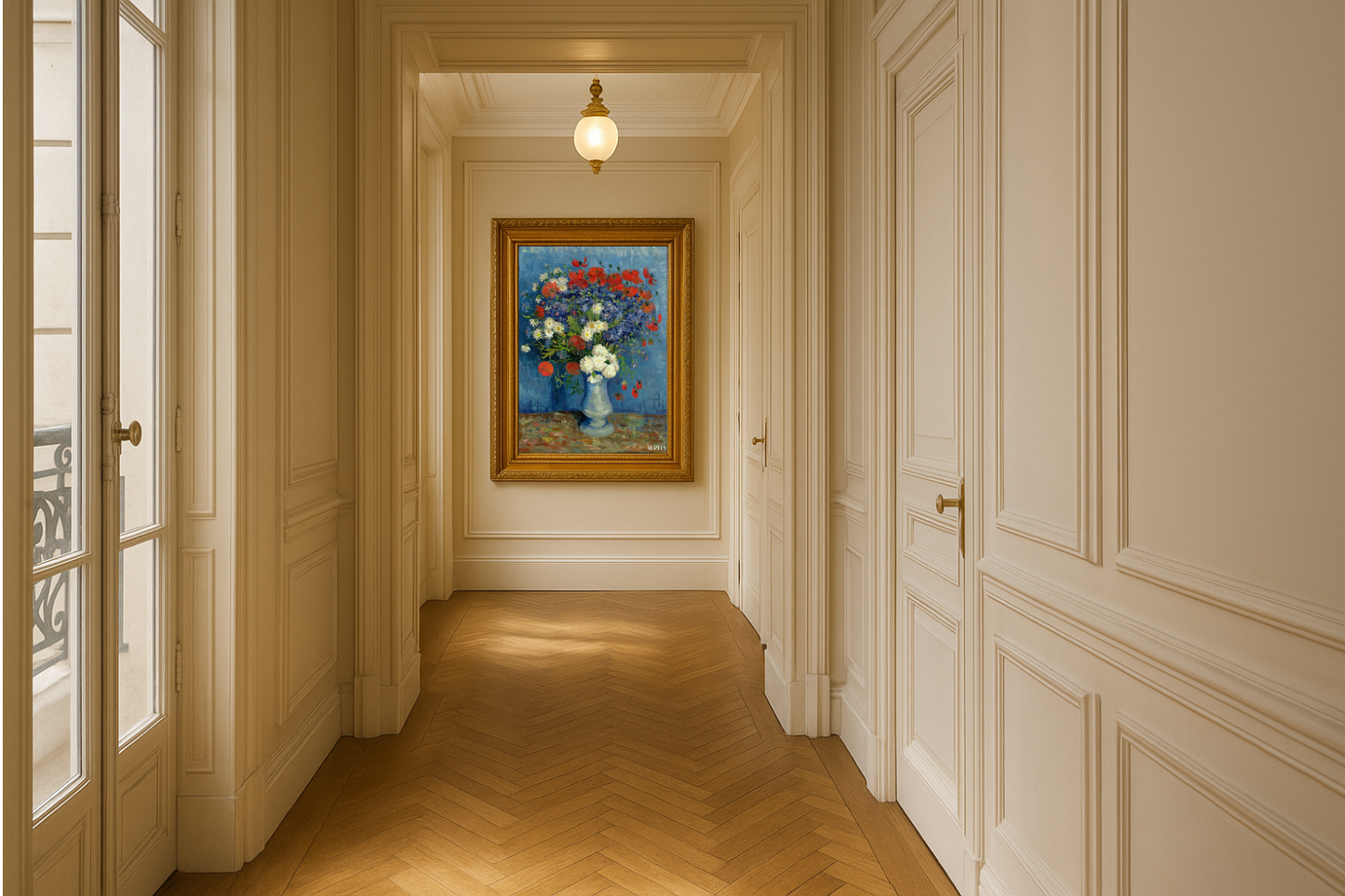 🌺 Gelincik ve mavi çiçeklerle vazo – Vincent van Gogh (1887)
