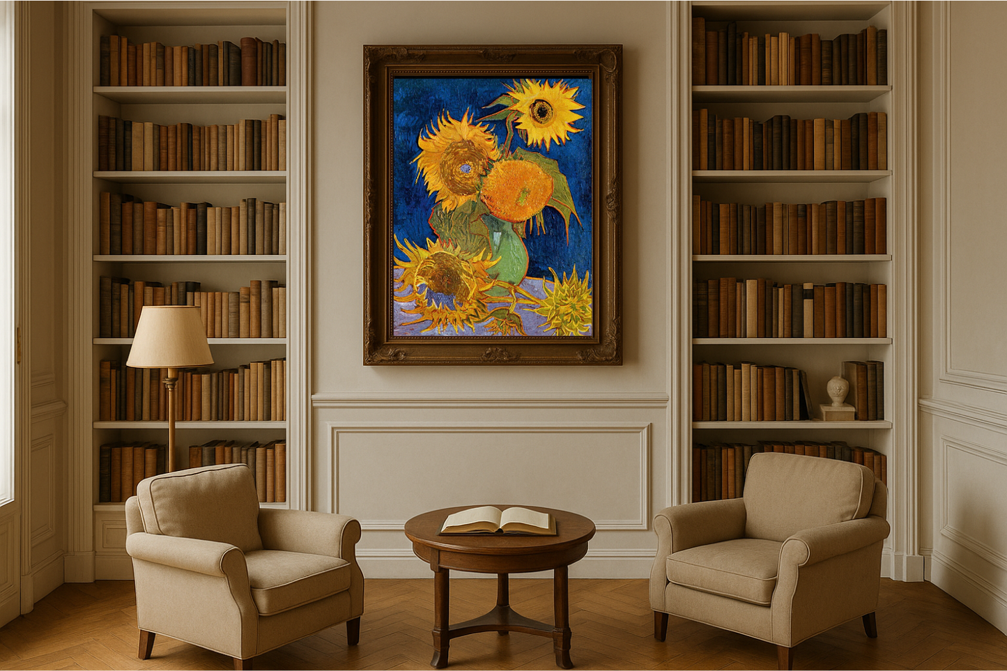 🌻 Ayçiçekleri (kral mavisi arka plan) – Vincent van Gogh (1888)
