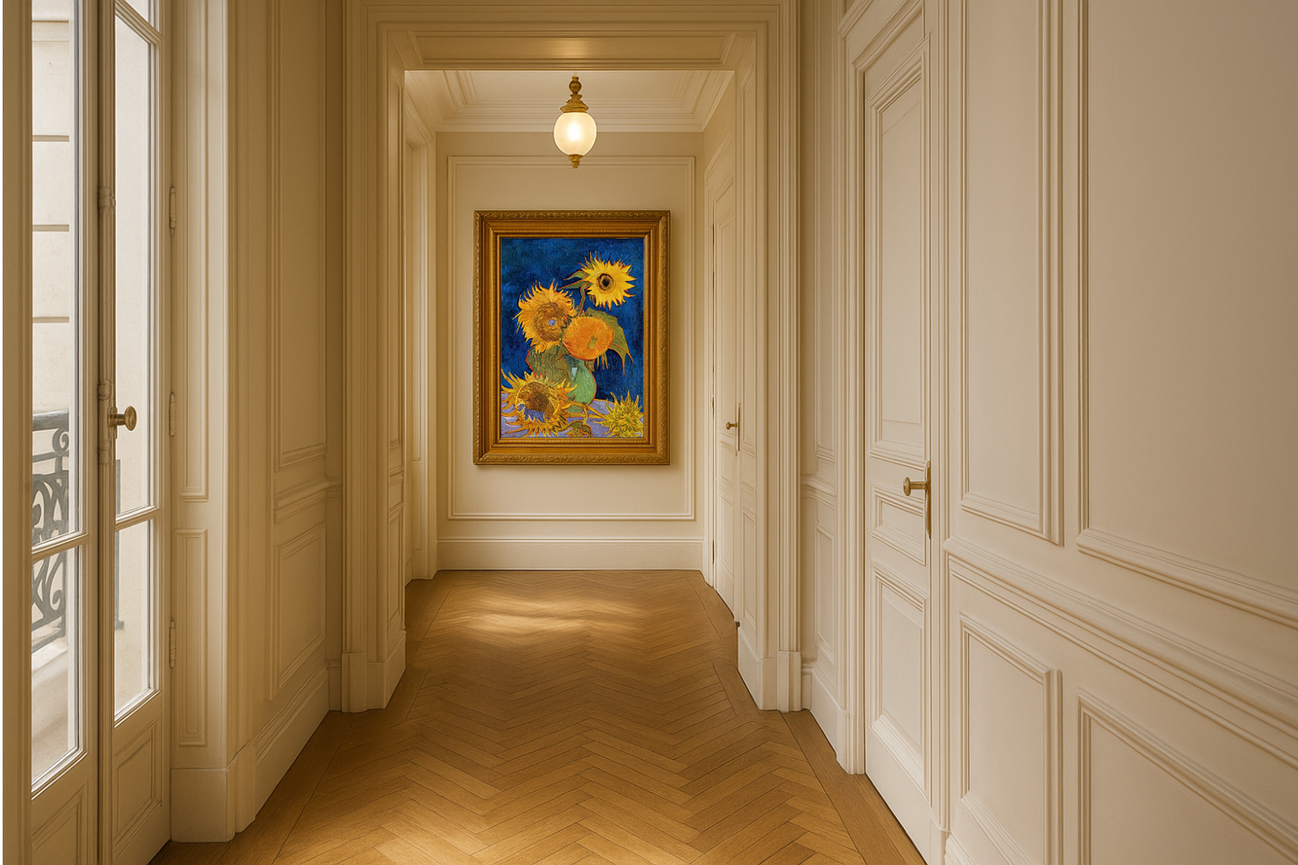 🌻 Ayçiçekleri (kral mavisi arka plan) – Vincent van Gogh (1888)
