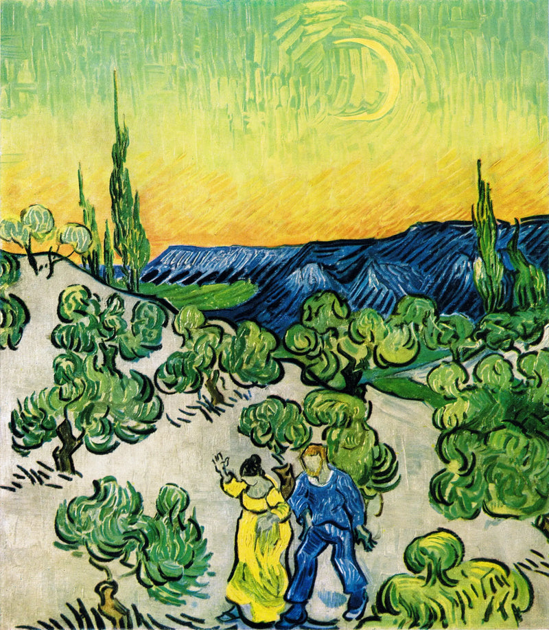 Ay ışığı altında bir çift yürüyüş - Vincent van Gogh
