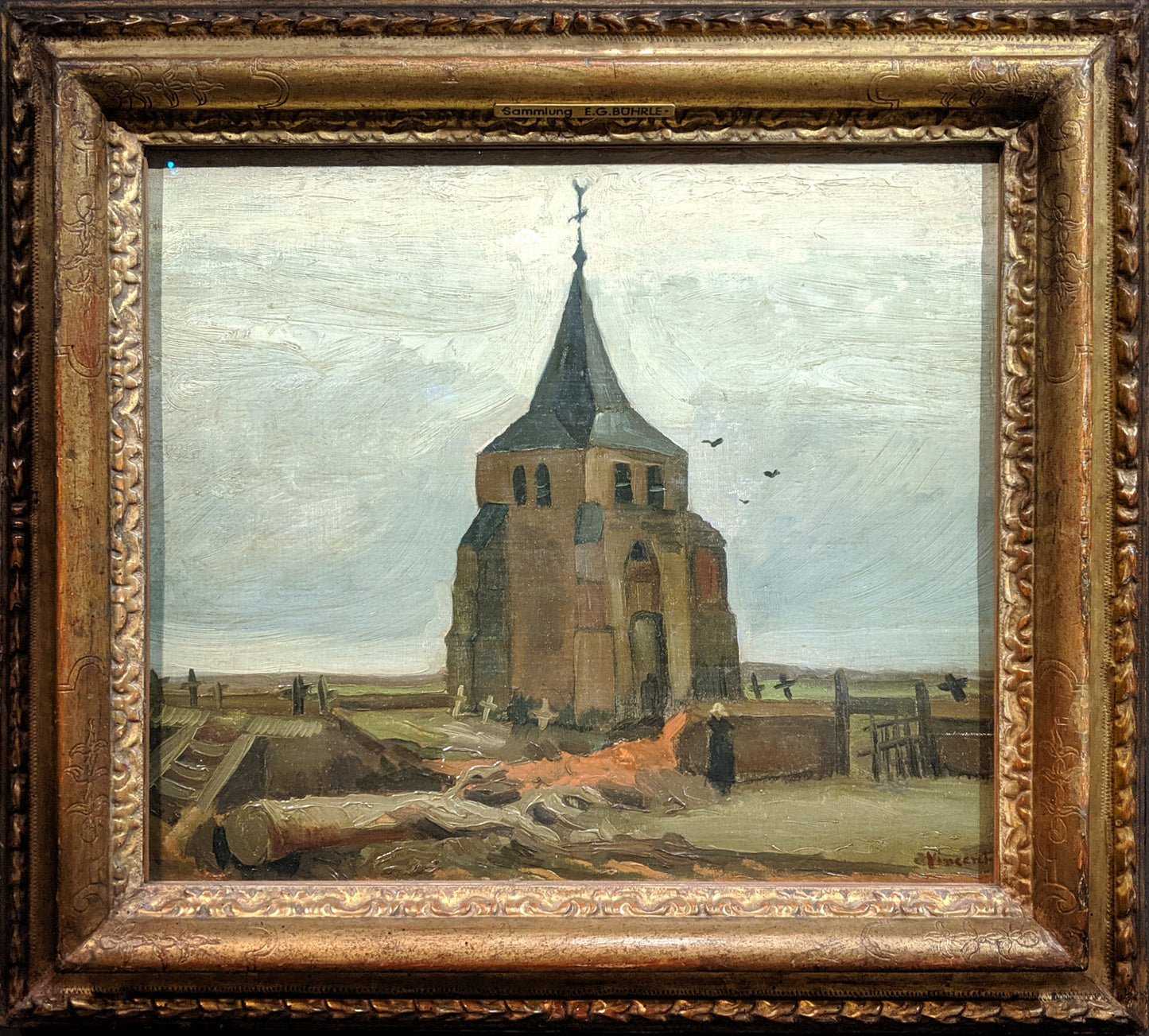 Reproduction du tableau « Le Vieux Clocher - Vincent van Gogh » par Alpha Reproduction en peinture à l’huile