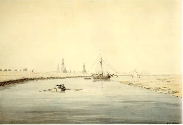 Reproduction du tableau « Vue de Greifswald depuis l'Est - Caspar David Friedrich » par Alpha Reproduction en peinture à l’huile