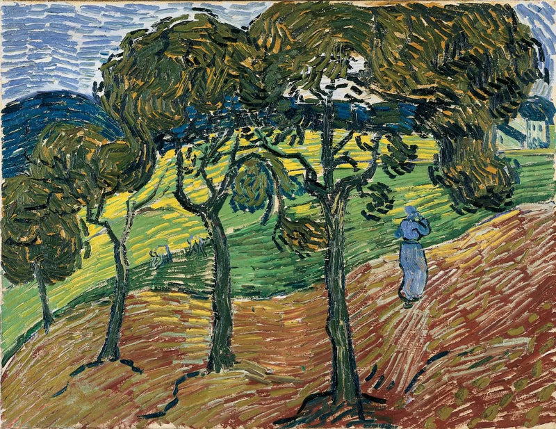 Ağaçlar ve figürlerle manzara - Vincent van Gogh