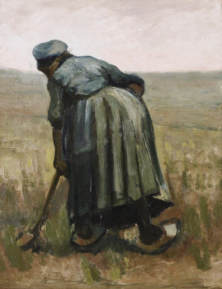 Reproduction du tableau « Femme avec une bêche, vue de dos - Vincent van Gogh » par Alpha Reproduction en peinture à l’huile