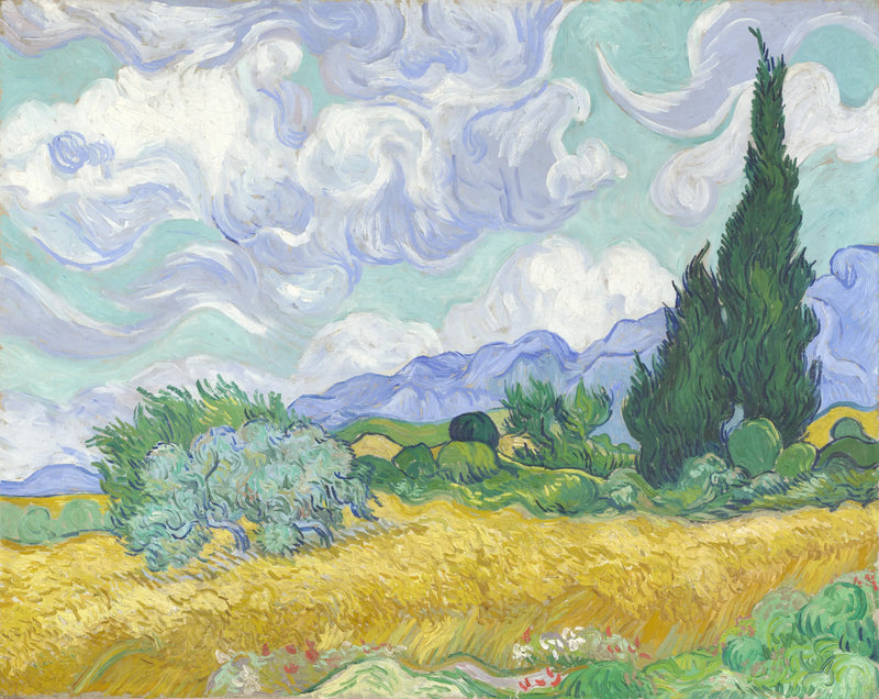 Sedir ağaçları ile bir buğday tarlası - Vincent van Gogh