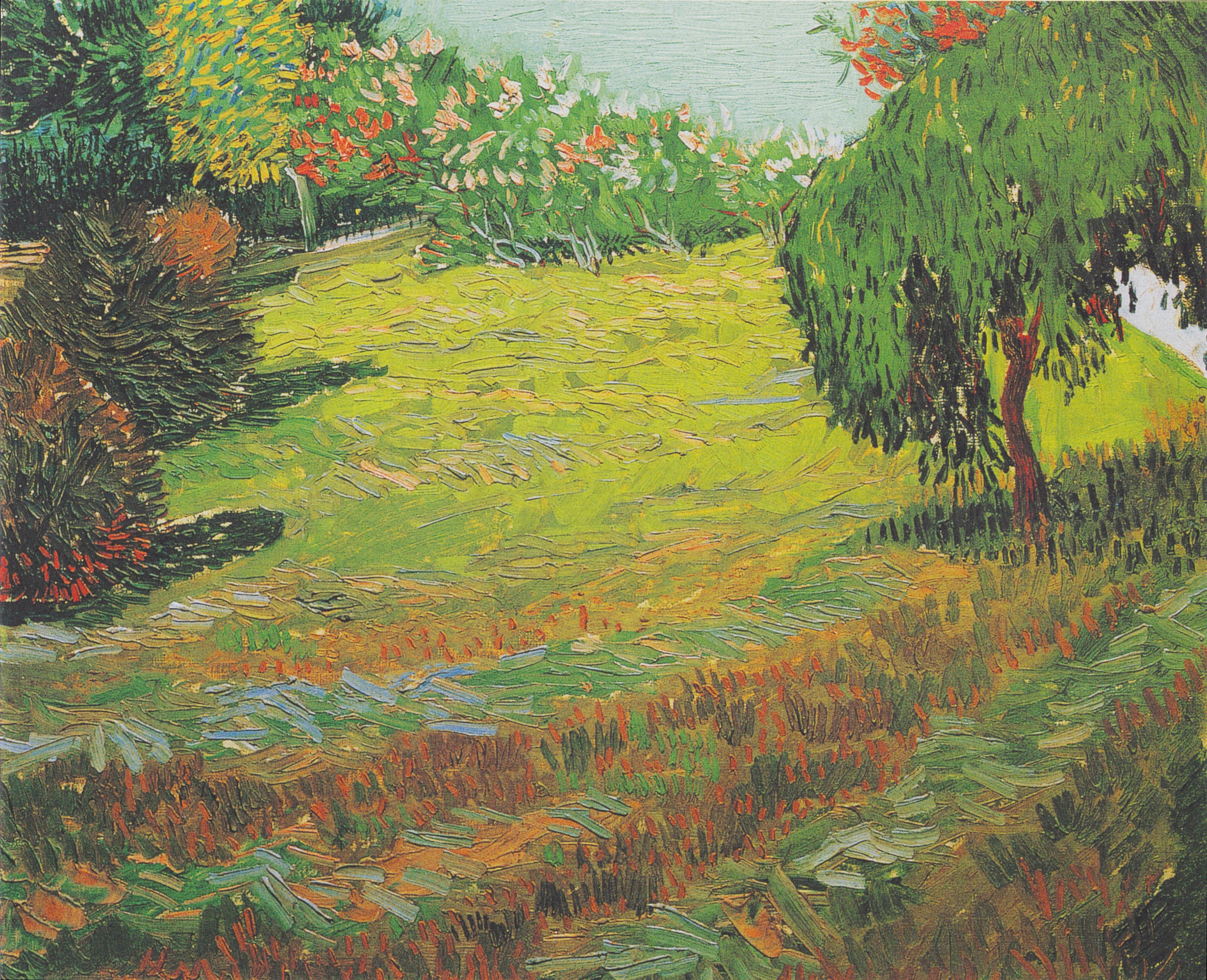 Reproduction du tableau « Pelouse ensoleillée dans un parc public - Vincent van Gogh » par Alpha Reproduction en peinture à l’huile