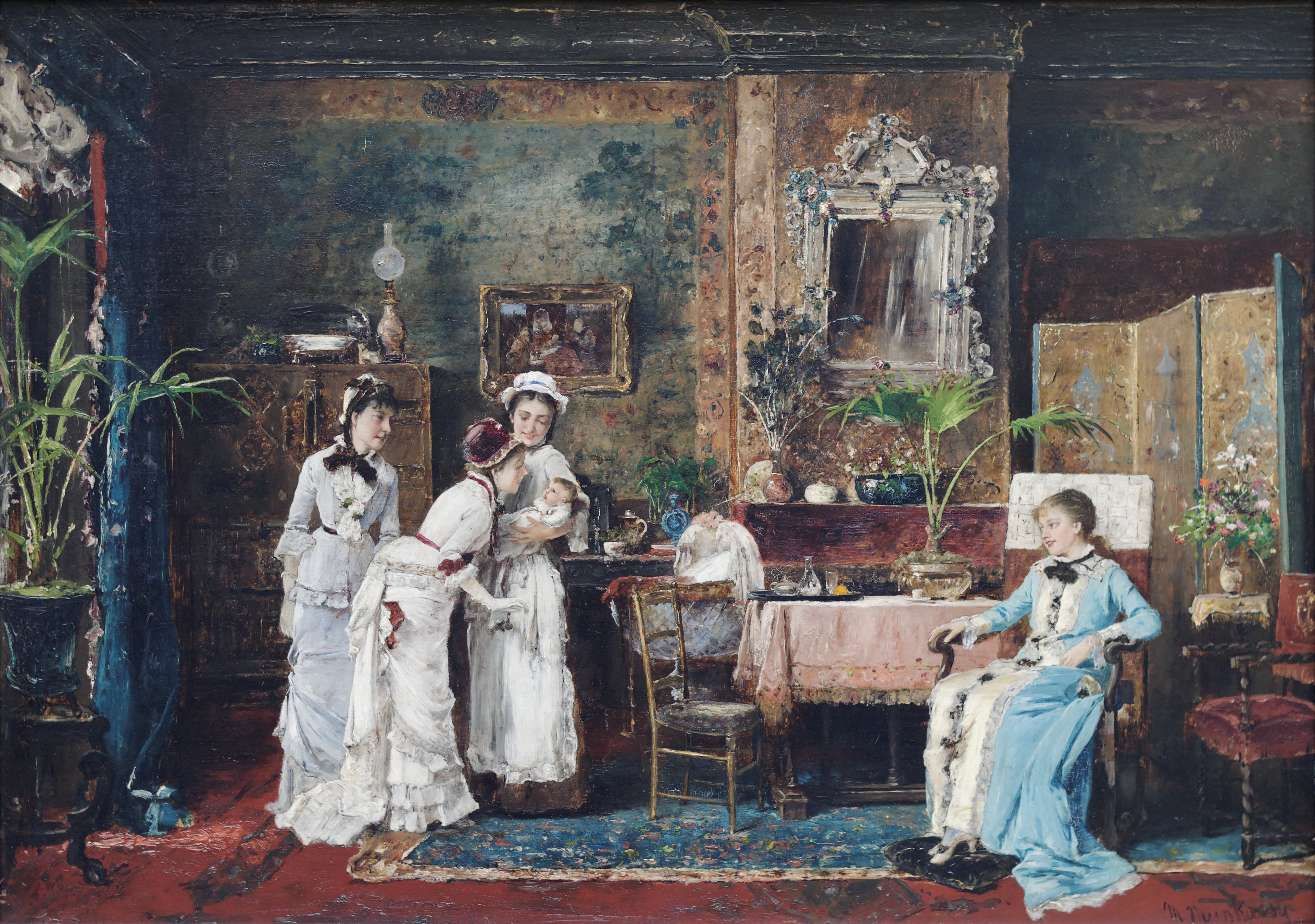 Visite d'une jeune mère - Mihály Munkácsy