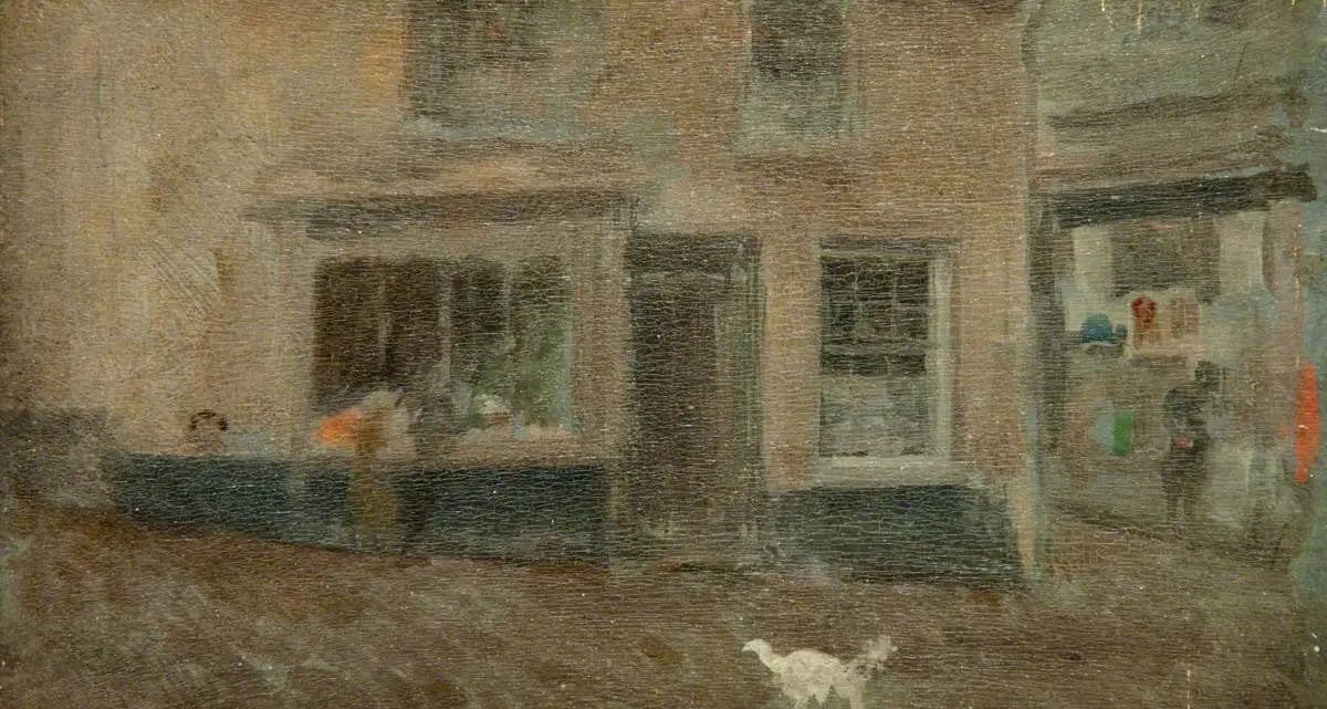 Reproduction du tableau « Une note grise : Village Street, janvier - James Abbott McNeill Whistler » par Alpha Reproduction en peinture à l’huile