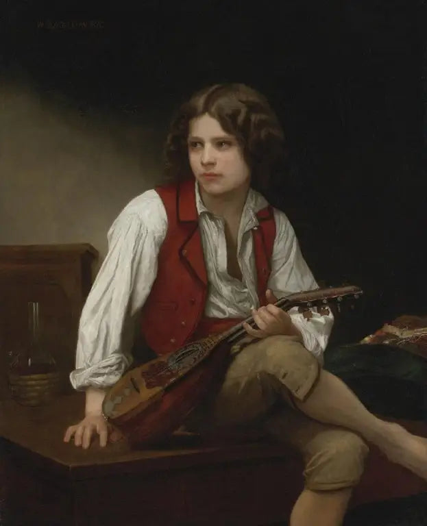 Reproduction du tableau « Italien à la mandoline - Bouguereau » par Alpha Reproduction en peinture à l’huile