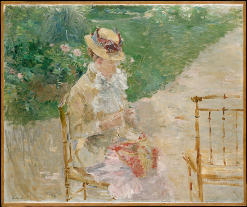 Genç kadın örgü örerken - Berthe Morisot