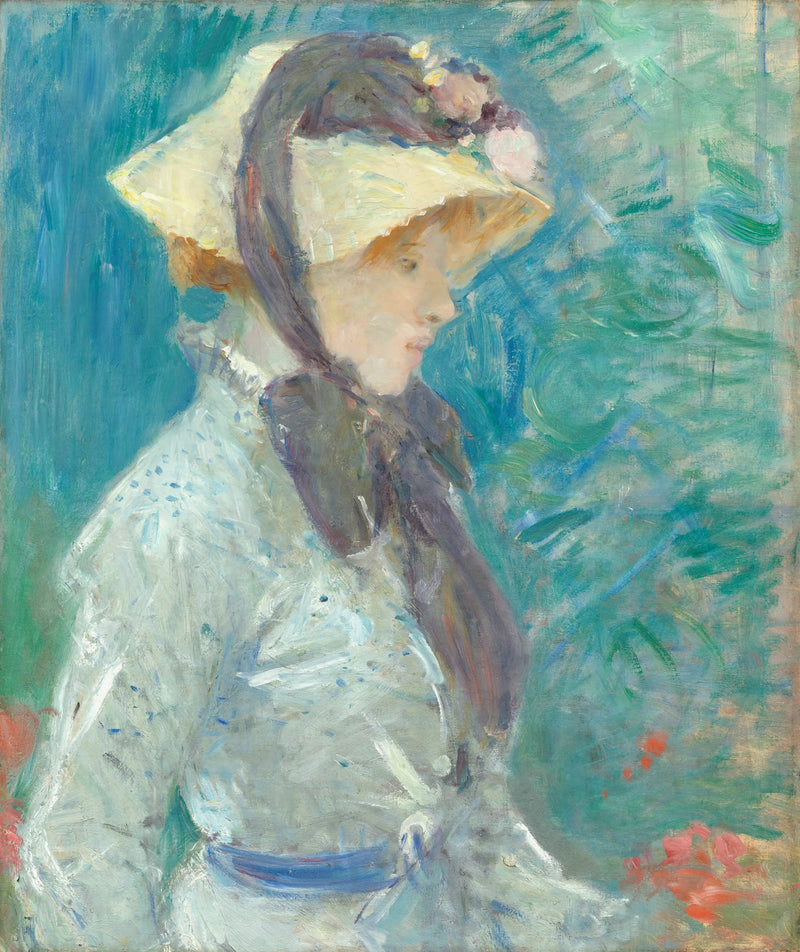 Saman Şapkalı Genç Kadın - Berthe Morisot
