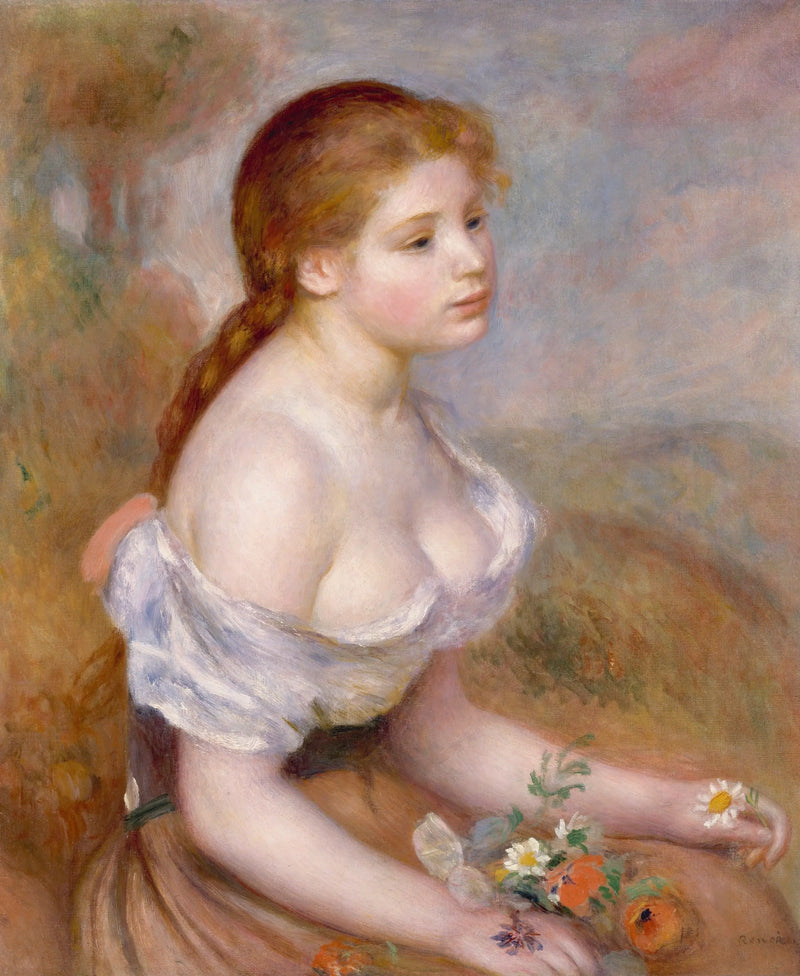 Papatyalarla Genç Kız - Pierre-Auguste Renoir