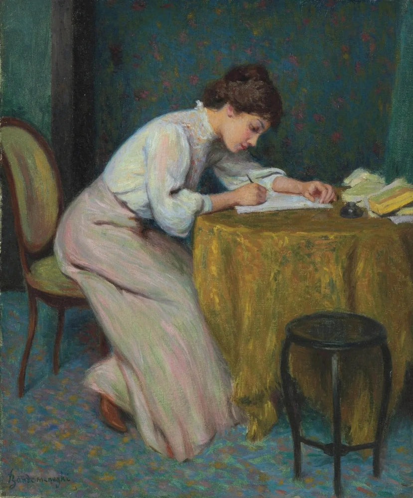Jeune femme écrivant une lettre - Federico Zandomeneghi