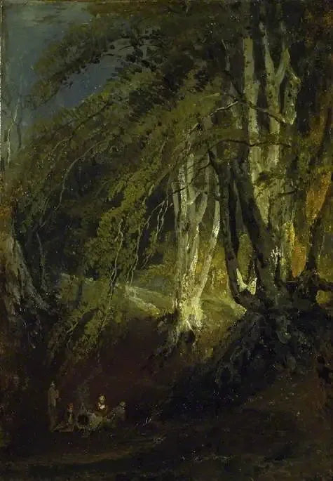 Bir Meşe Ağacı ve Çingeneler Bir Kamp Ateşi Etrafında - J. M. W. Turner
