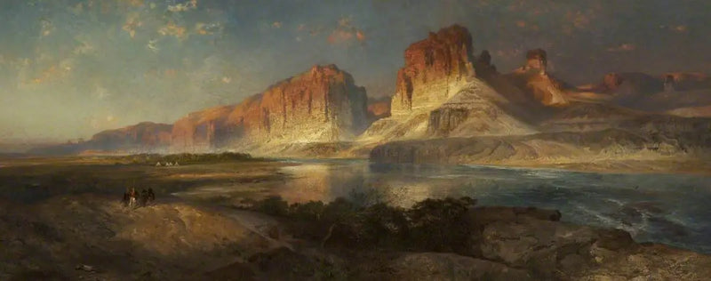 Colorado Nehri'nin yukarısında, akşamüzeri kamp yakınına yaklaşırken, Wyoming - Thomas Moran
