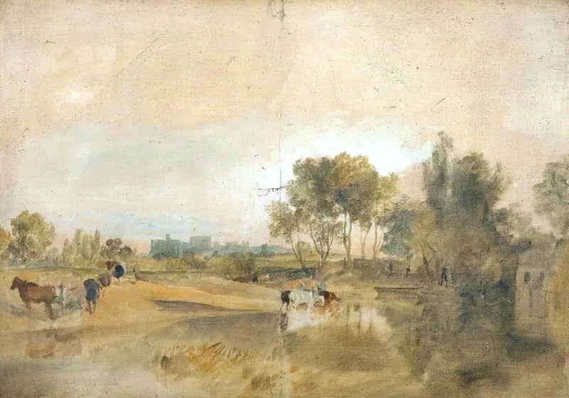 Uzaklarda Windsor Kalesi ile Thames'in Sakin Suları - J. M. W. Turner
