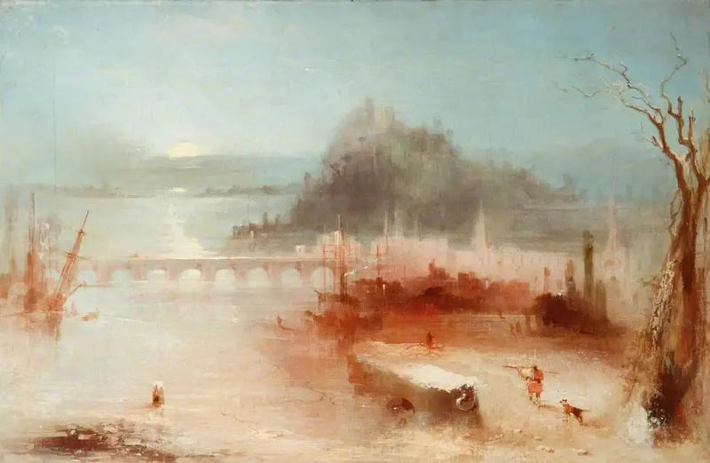 Ren Nehri'nde Bir Kasaba, Bir Köprü ve Yükseklikte Bir Kale - Gün Doğumu - J. M. W. Turner