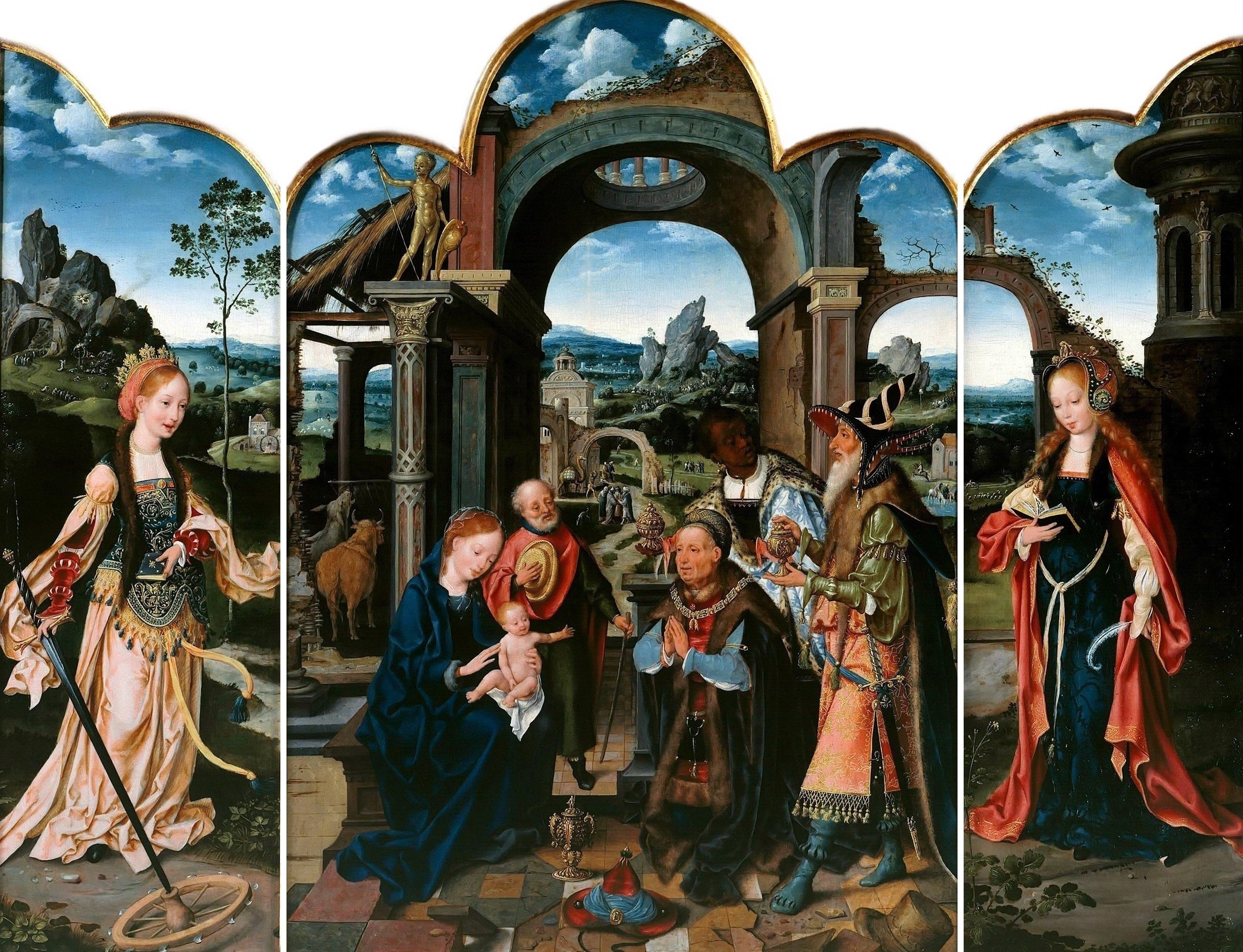 Adoration des Mages avec Sigismond Ier de la Pologne. - Joos van Cleve - Alpha Reproduction