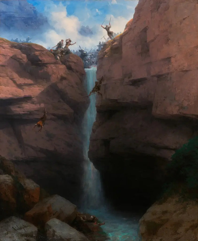 Gunib'de Chirvans ve Mourides arasındaki çatışmalar - Ivan Aïvazovski