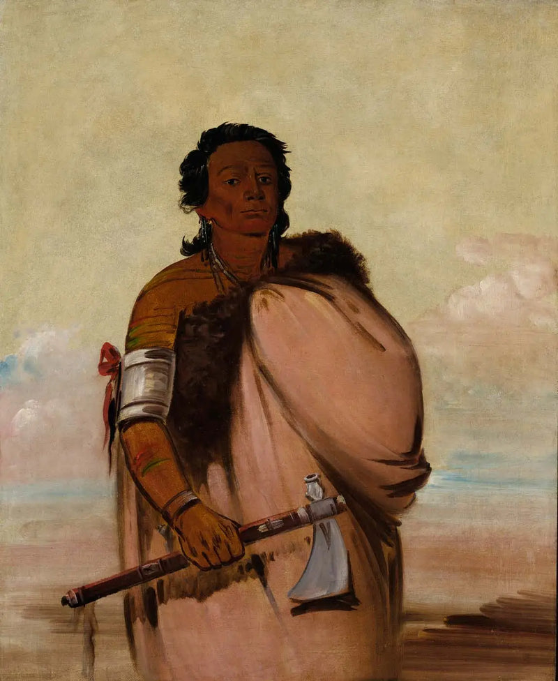 Ah'-sho-cole, Rotten Foot, ünlü bir savaşçı - George Catlin