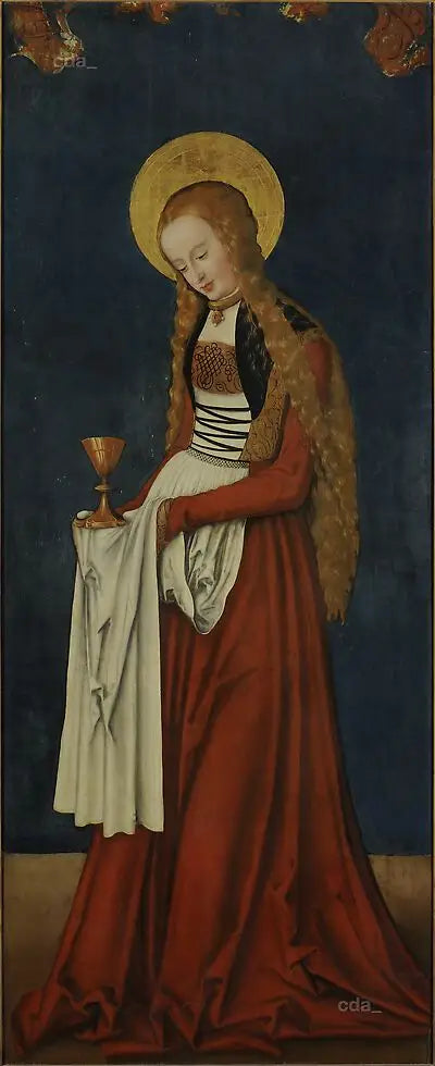 Naumbourg Katedrali'nin batı korosu retablo kanatları [dış] : Azize Barbara - Lucas Cranach the Elder