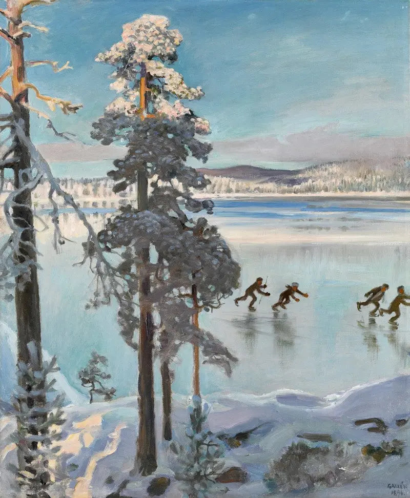 Patineurs sur le lac Ruovesi - Akseli Gallen-Kallela