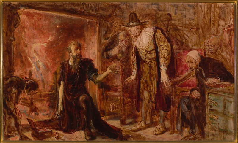 Alkimist Sendivogius ve Sigismond III, taslak - Jan Matejko