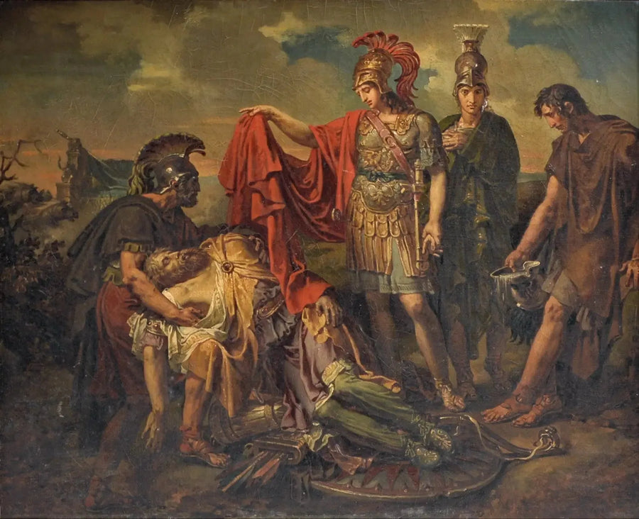 Alexandre, Darius'un bedenini paltosuyla örterek - Charles Meynier