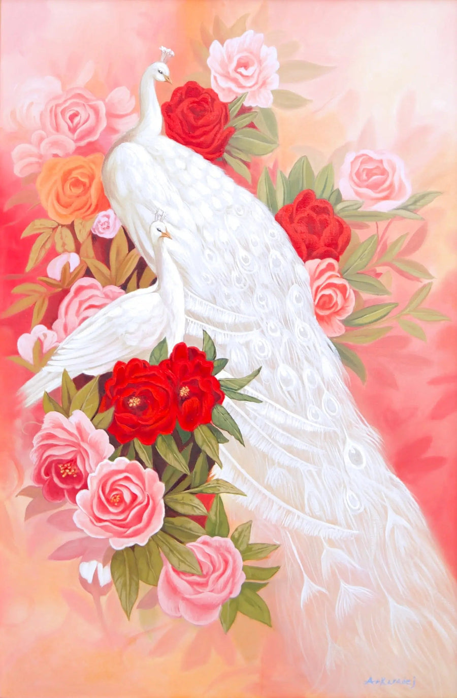 Aşk ve Beyaz Tavus Kuşu | 60x90 cm