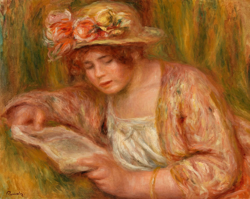 Şapka Takmış Andrée, Okuyor (Andrée en chapeau, lisant) - Pierre-Auguste Renoir