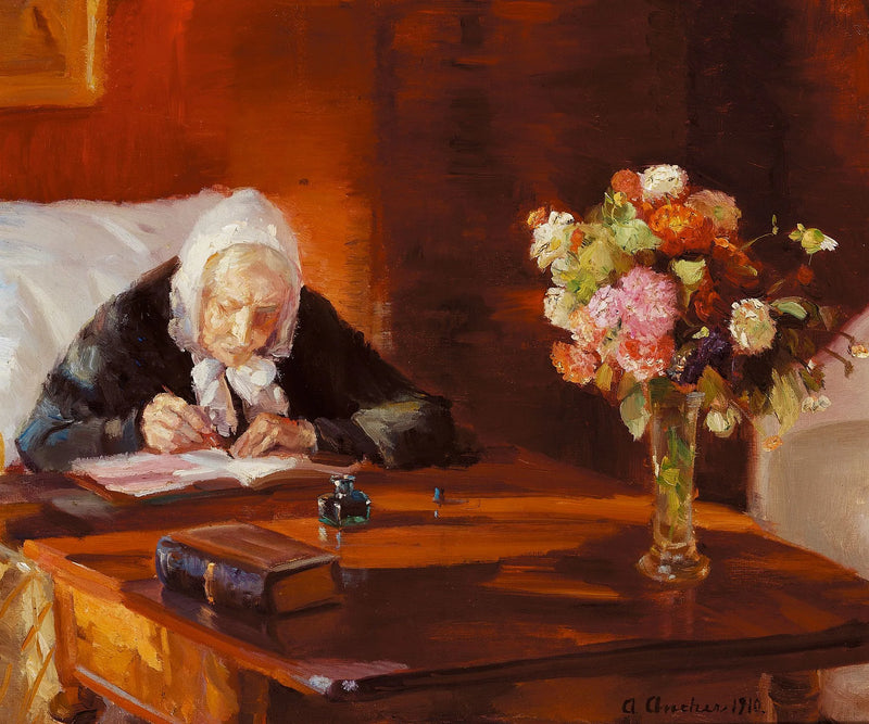 Ane Hedvig Brøndum masasında - Anna Ancher