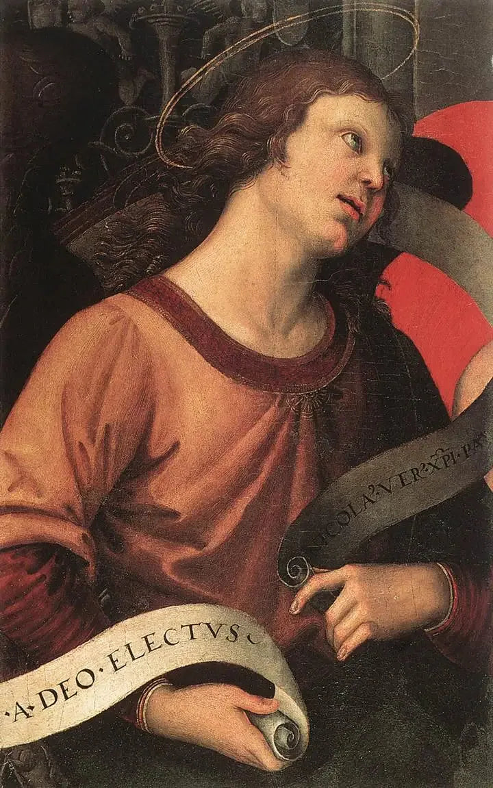 Bir phylactère tutan melek - Raphael Sanzio