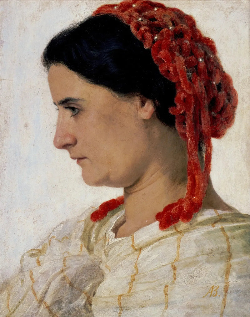 Angela Böcklin kırmızı saç tokasıyla - Arnold Böcklin