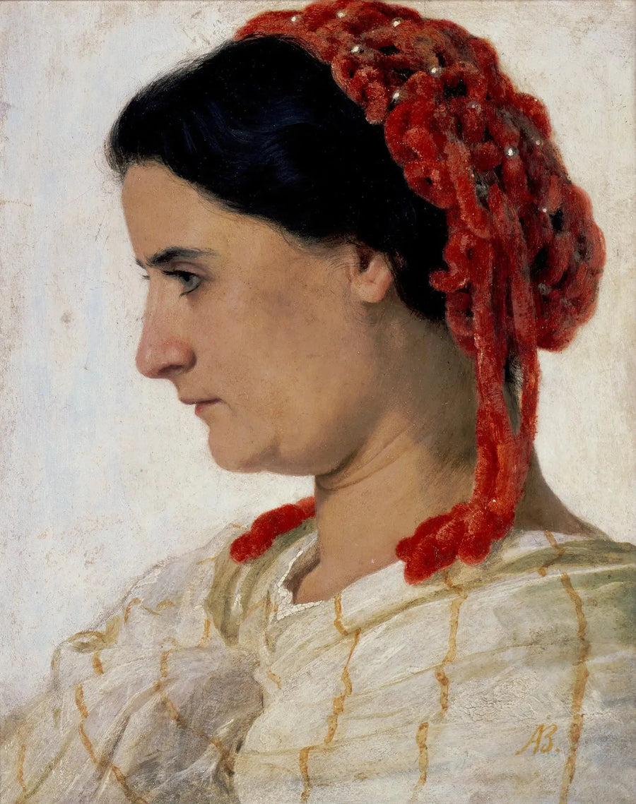 Angela Böcklin kırmızı saç tokasıyla - Arnold Böcklin