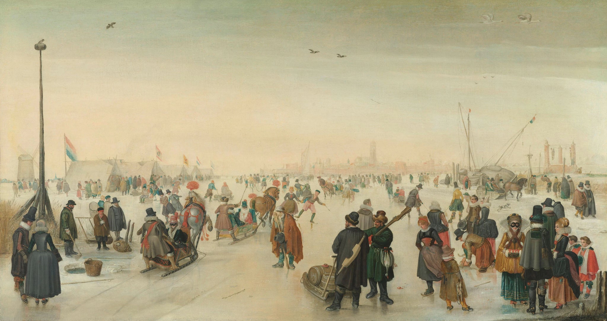 Animation glace à proximité d'une ville - Hendrick Avercamp