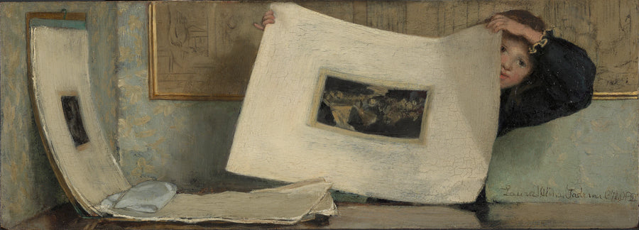 Anna feuilletant un dossier d'images - Laura Theresa Alma-Tadema