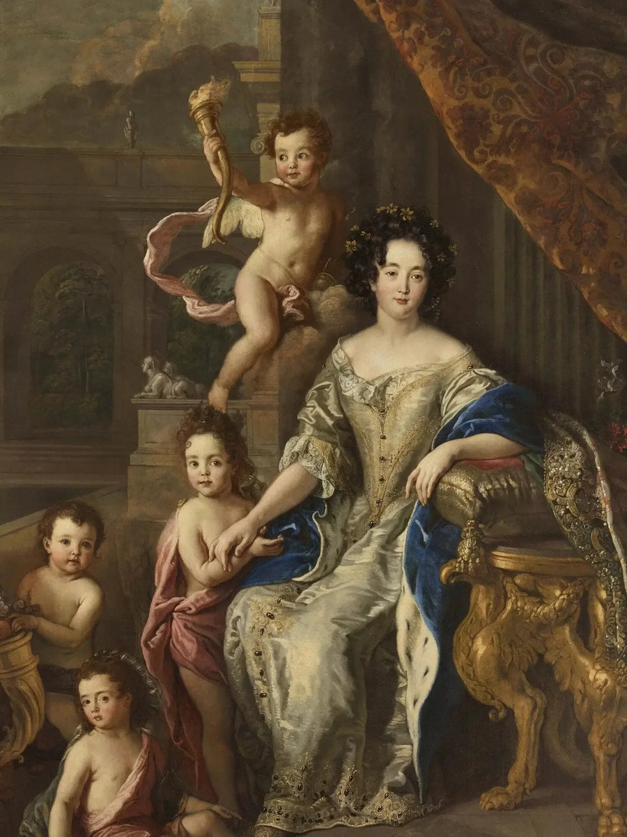 Bavyera Anne, Enghien Düşesi ve sonra Condé Prensesi, çocuklarıyla - Pierre Mignard