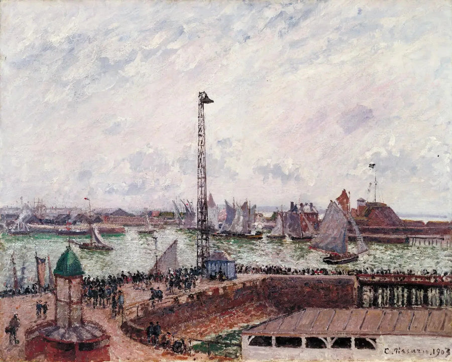 Pilot Koyu, Le Havre, sabah, gri, sisli - Camille Pissarro