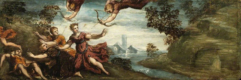 Apollon ve Diane Niobe'nin çocuklarını öldürürken - Jacopo Tintoretto