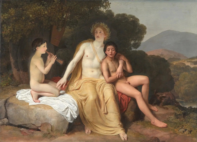 Apollon, Hyacinthe ve Cyparisse müzik yaparken ve şarkı söylerken - Alexandre Ivanov