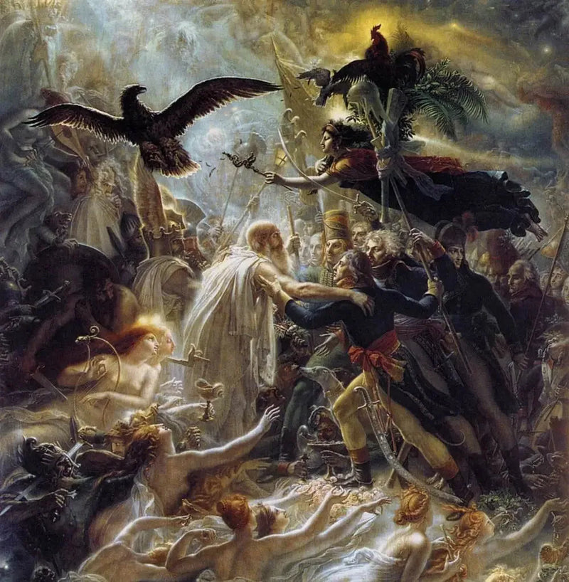 Fransız kahramanların özgürlük savaşı sırasında vatanları için ölenlerin apoteozu - Anne-Louis Girodet