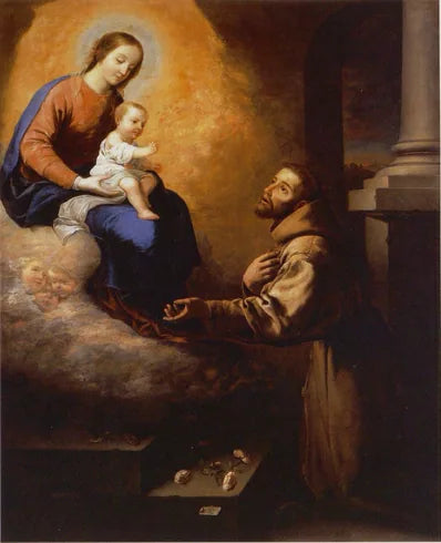 Meryem Ana ve Çocuk İsa'nın Saint François'a ve Portioncule'ye Görünüşü - Francisco de Zurbarán