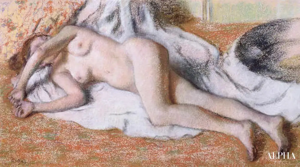 Après le bain ou, Nu couché - Edgar Degas - Reproductions de tableaux et peintures haut de gamme