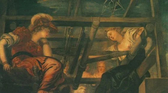 Arachné, Minerva ile dokuma yarışında meydan okuyor - Jacopo Tintoretto