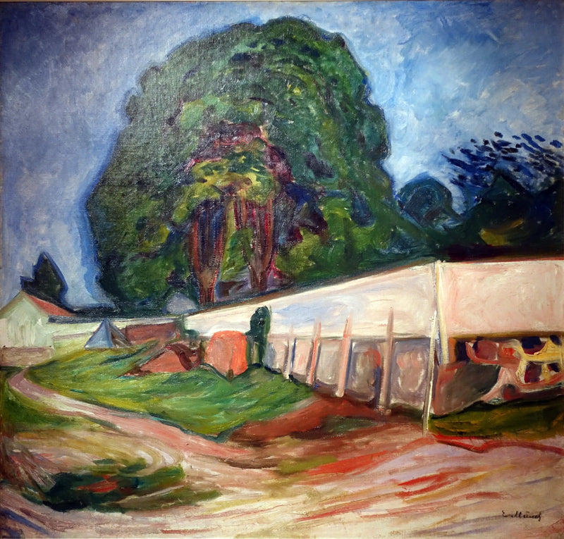 Åsgårdstrand'da Bahçe Ağacı ve Duvar - Edvard Munch