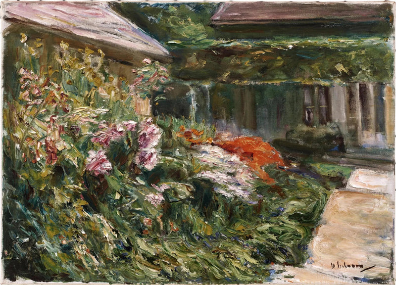 Kuzeydoğu yönünde bahçe barınağının yanındaki çiçekli çalılar - Max Liebermann